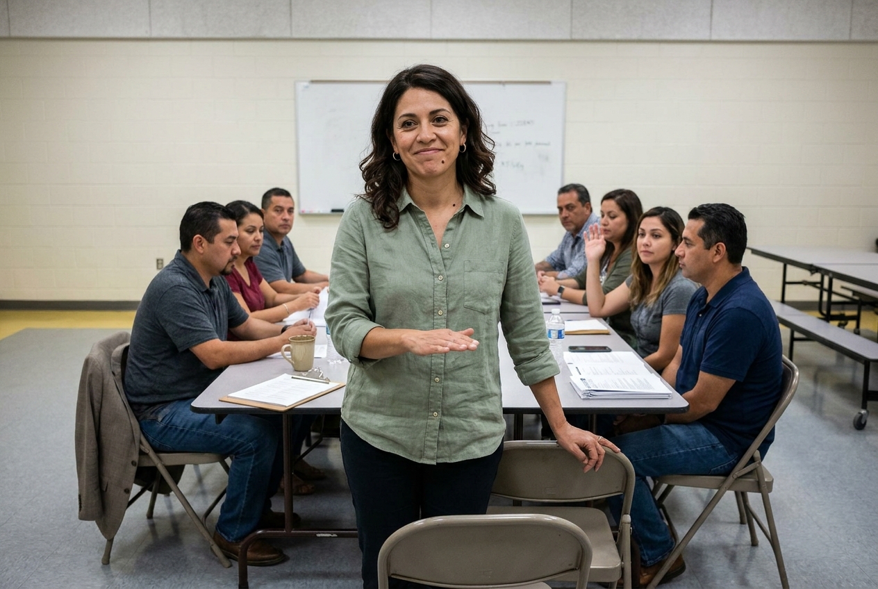 Maria at a PVUSD parent meeting